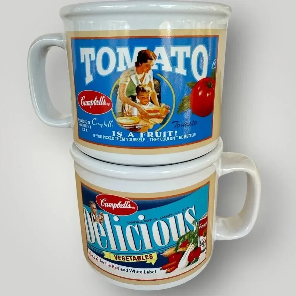 Campbell's Vintage Soup Mugs 2005 Set of 2 Collectible Houston Harvest 16 oz - Picture 4 of 10